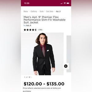 Men’s slim fit premiere suit jacket formal Apt 9.